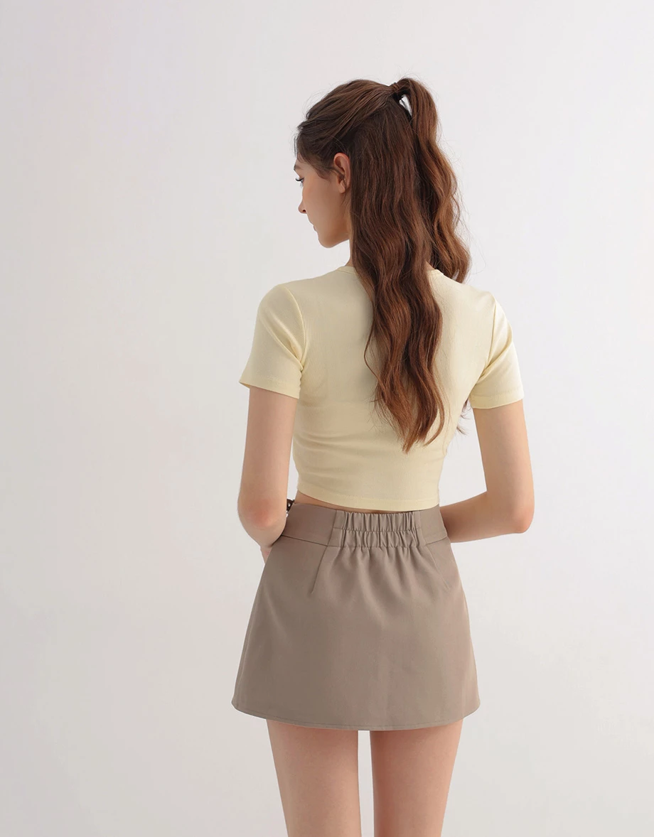 Side Buckle Cutout Slit Hem A Line Mini Skort Side Buckle Cutout Slit Hem A Line Mini Skort