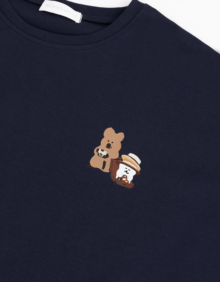 【DINOTAENG】前後印花圓領短袖寬版 TEE