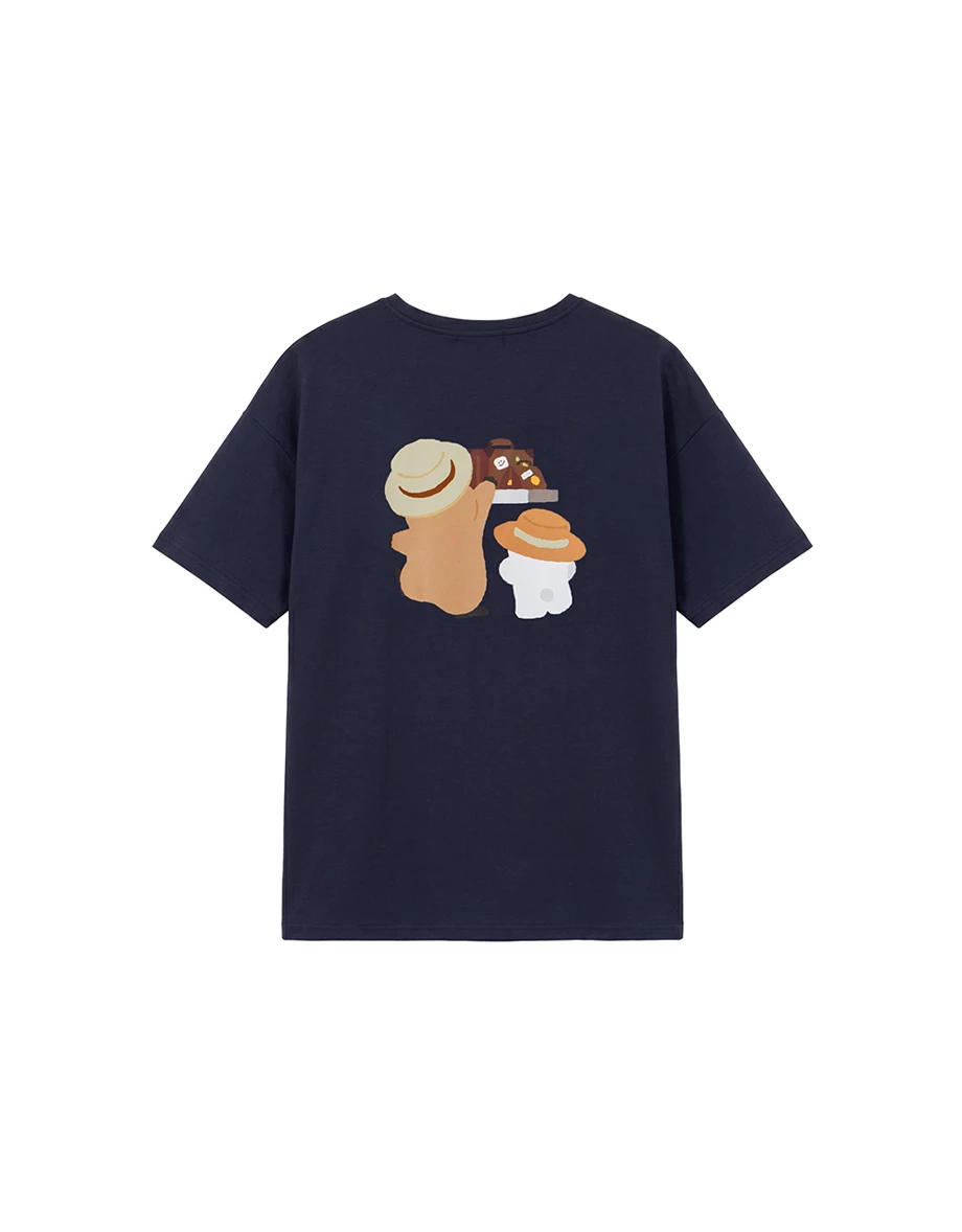 【DINOTAENG】前後印花圓領短袖寬版 TEE
