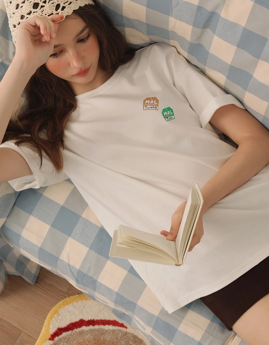 【DINOTAENG】前後印花圓領短袖寬版 TEE