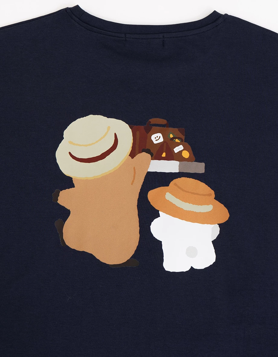 【DINOTAENG】前後印花圓領短袖寬版 TEE