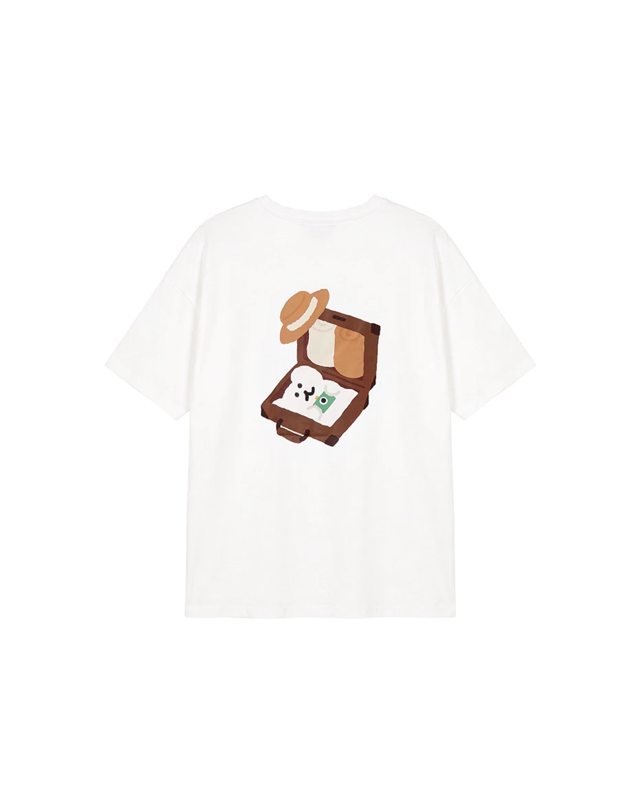 【DINOTAENG】前後印花圓領短袖寬版 TEE