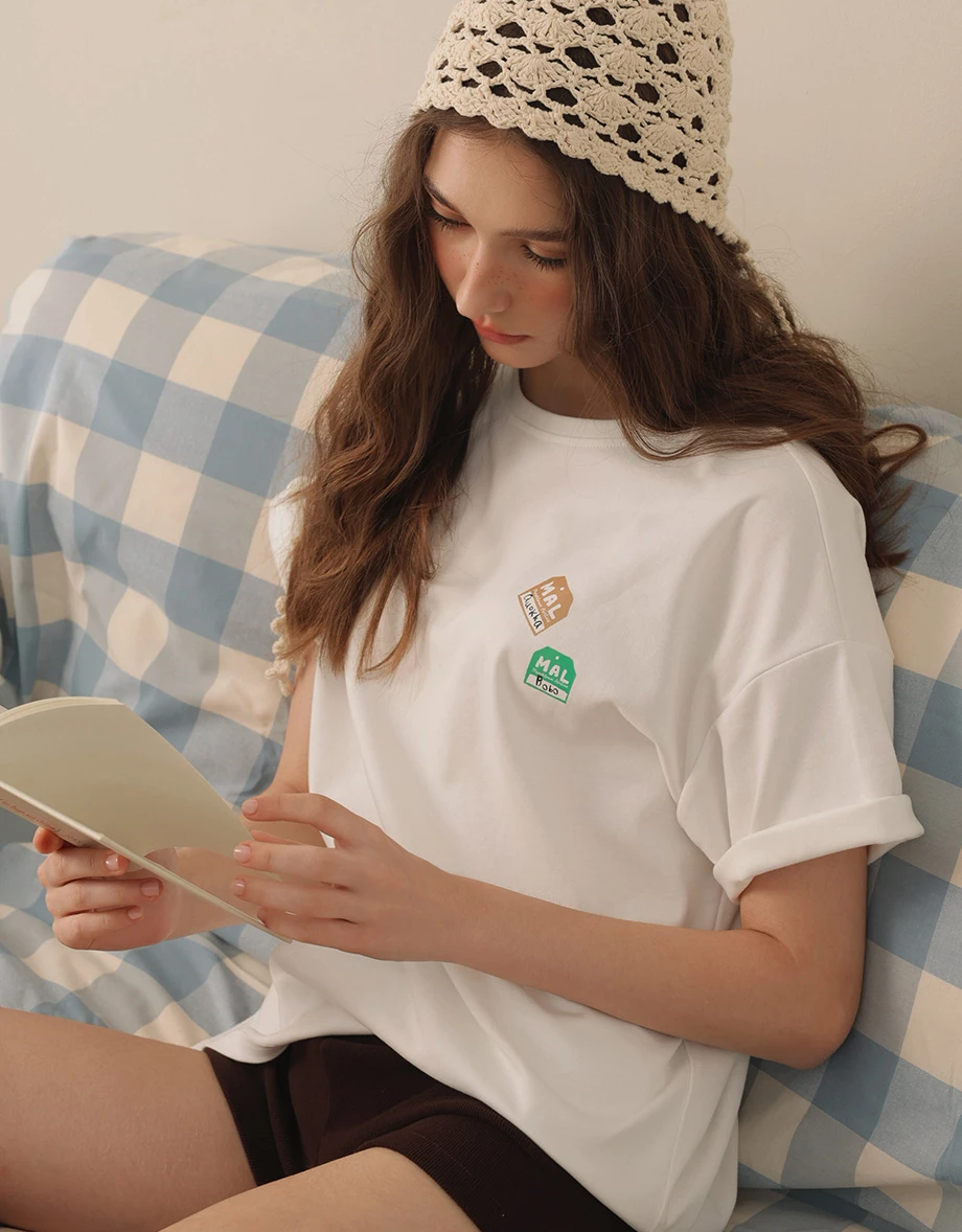 【DINOTAENG】前後印花圓領短袖寬版 TEE