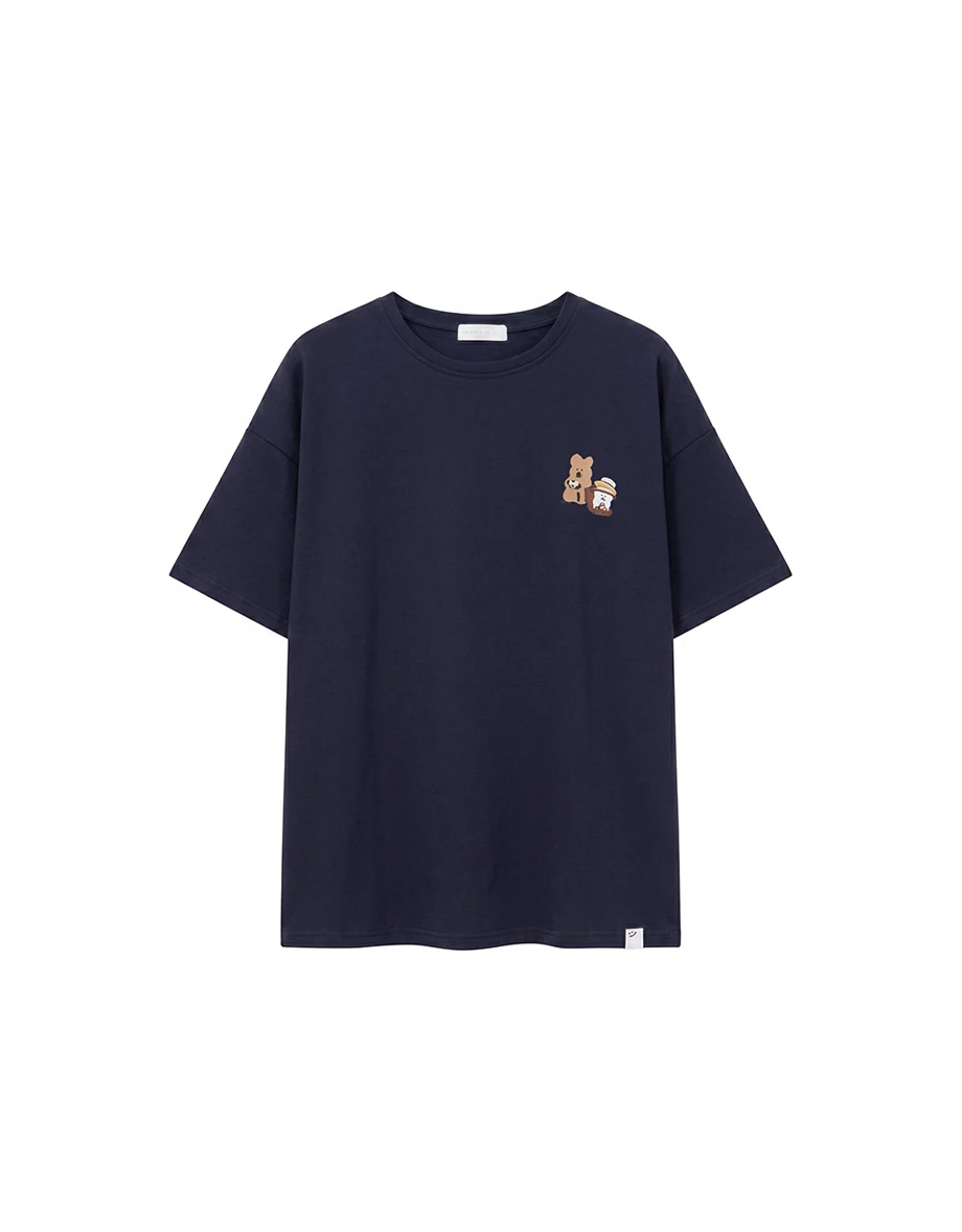 【DINOTAENG】前後印花圓領短袖寬版 TEE