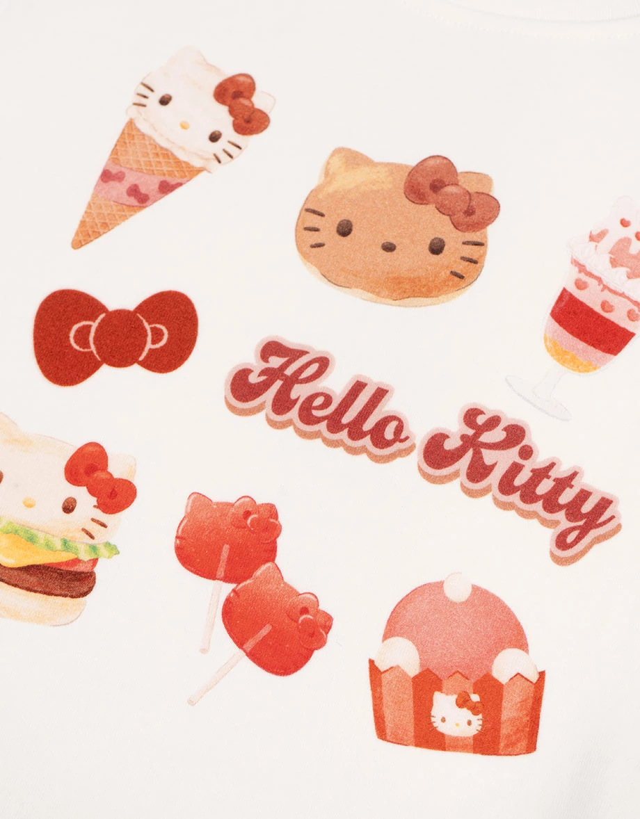 【Hello Kitty聯名】輕甜食光圓領短袖短版TEE
