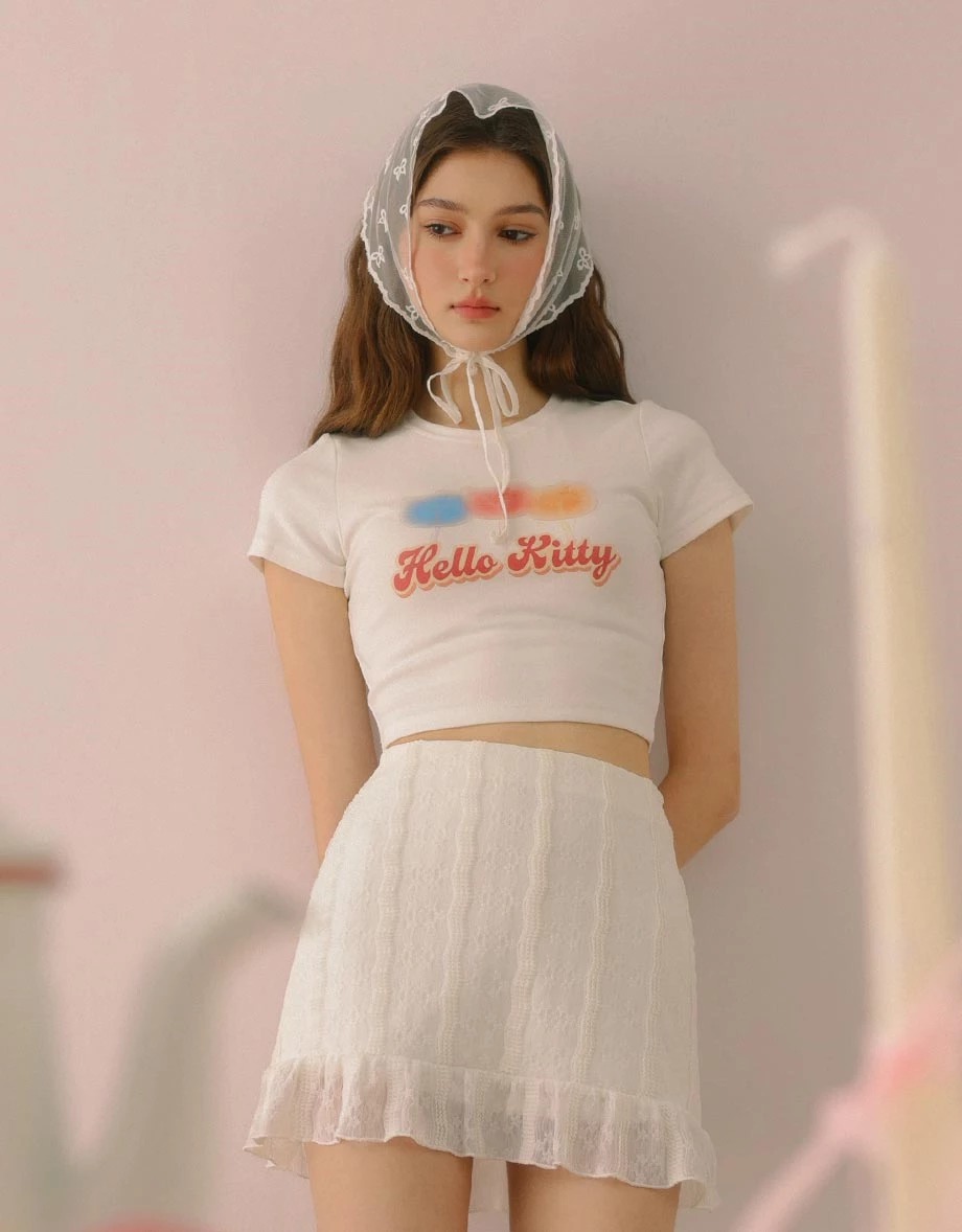 【Hello Kitty聯名】棒棒糖凱蒂貓圓領短袖短版TEE