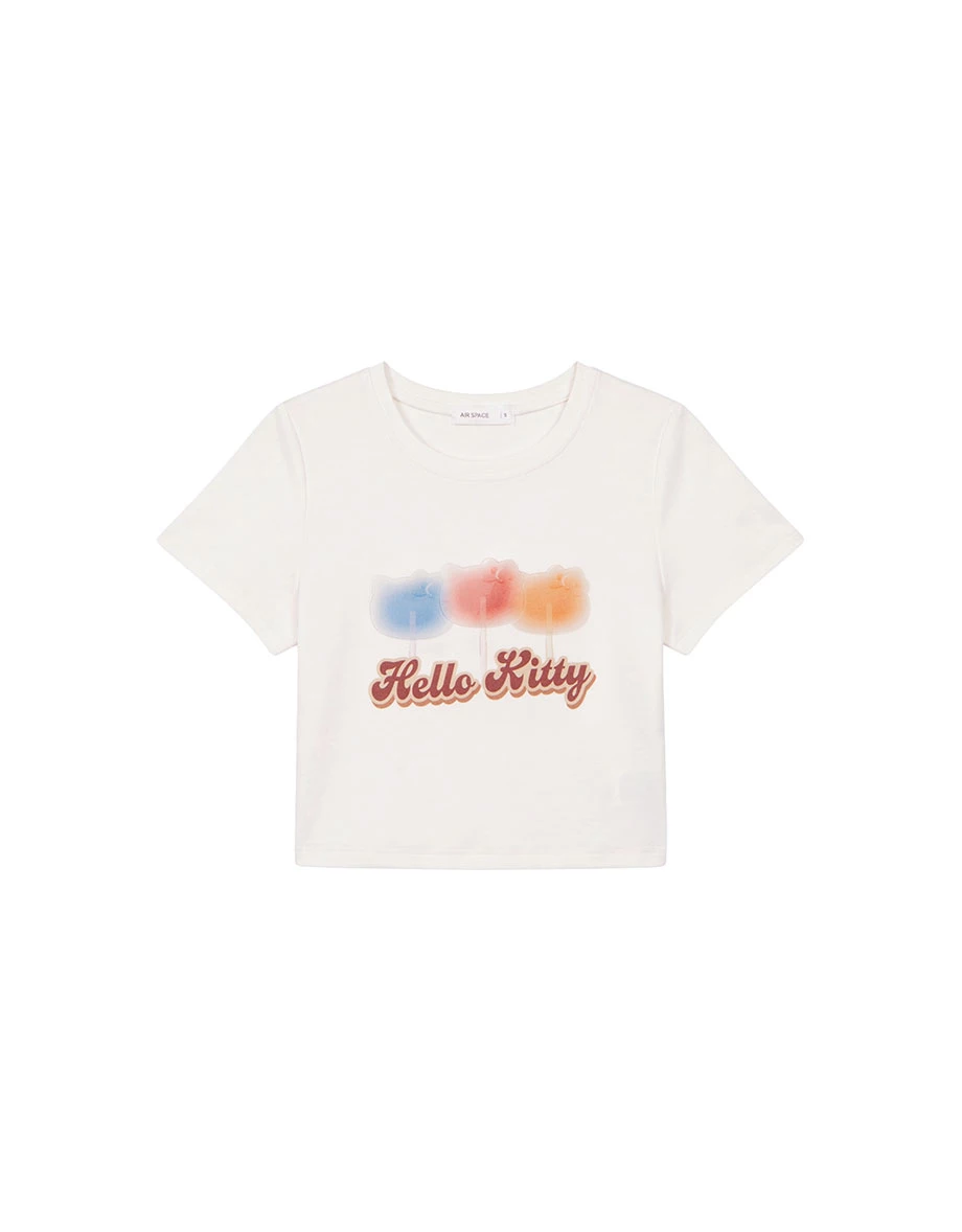 【Hello Kitty聯名】棒棒糖凱蒂貓圓領短袖短版TEE