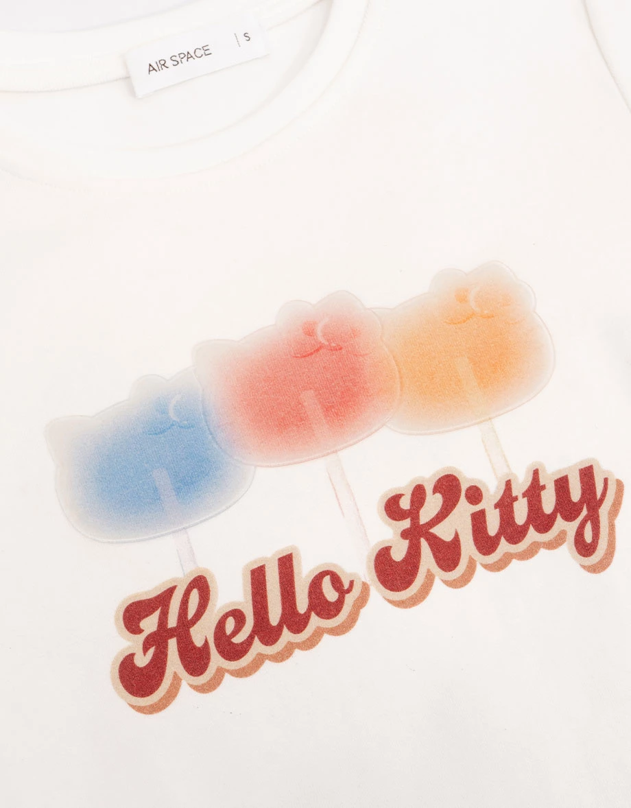 【Hello Kitty聯名】棒棒糖凱蒂貓圓領短袖短版TEE