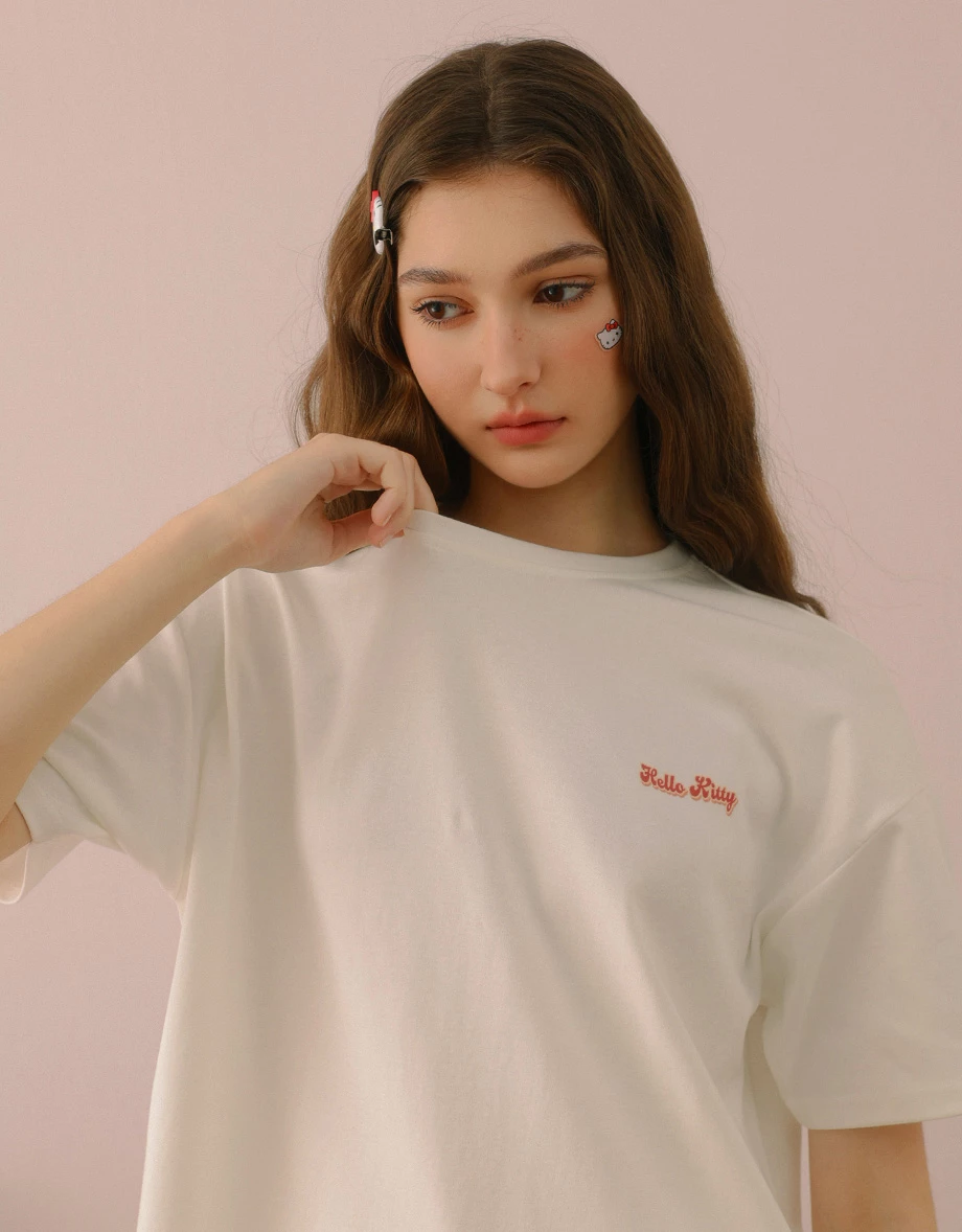 【Hello Kitty聯名】可愛漢堡凱蒂貓圓領短袖寬版TEE