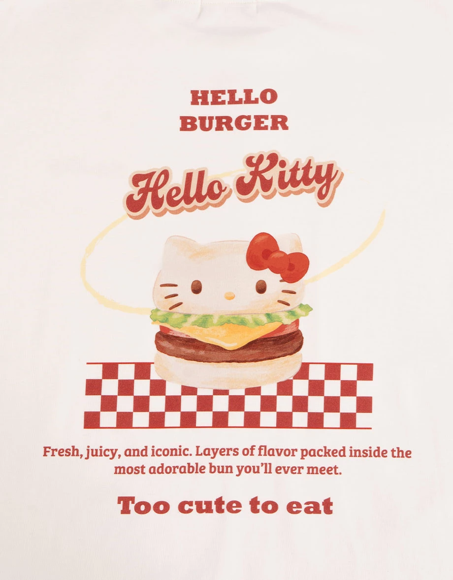 【Hello Kitty聯名】可愛漢堡凱蒂貓圓領短袖寬版TEE