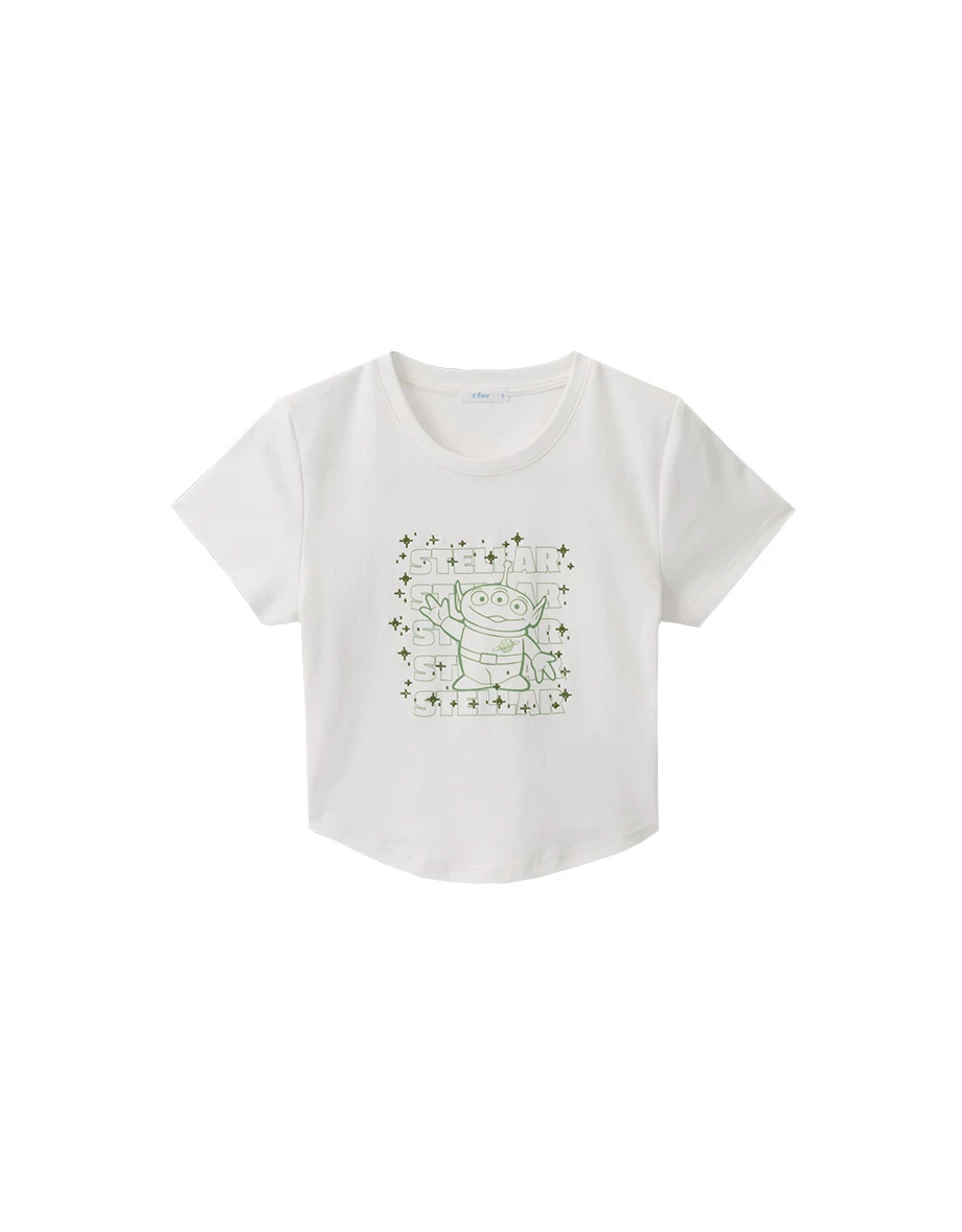 【迪士尼系列】玩具總動員 印花刺繡圓領短袖短版TEE