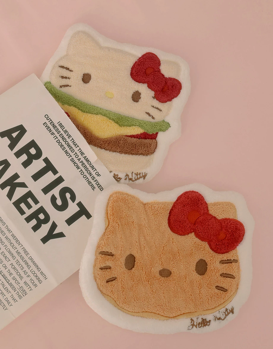 【Hello Kitty聯名】刺繡造型擦手巾 漢堡款/大頭款