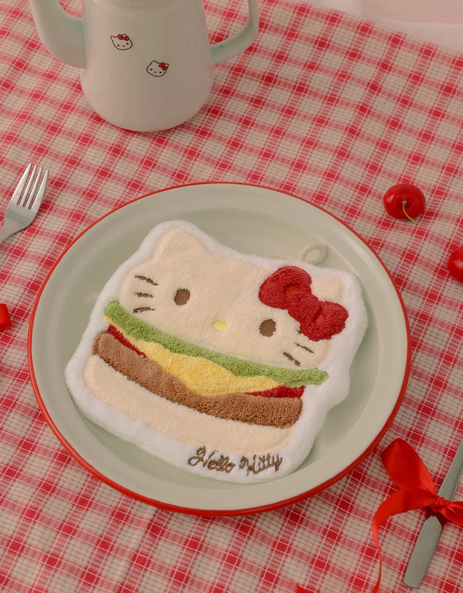 【Hello Kitty聯名】刺繡造型擦手巾 漢堡款/大頭款