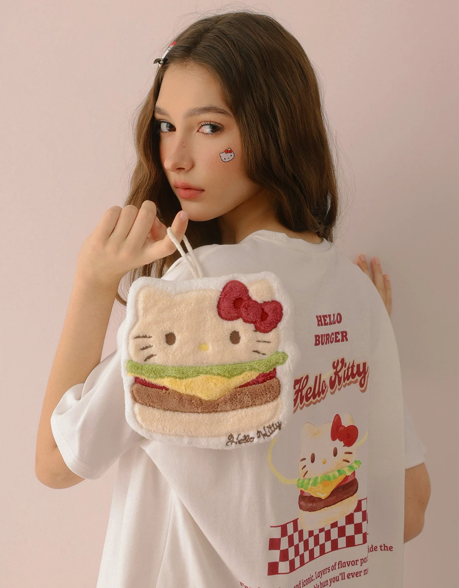 【Hello Kitty聯名】刺繡造型擦手巾 漢堡款/大頭款