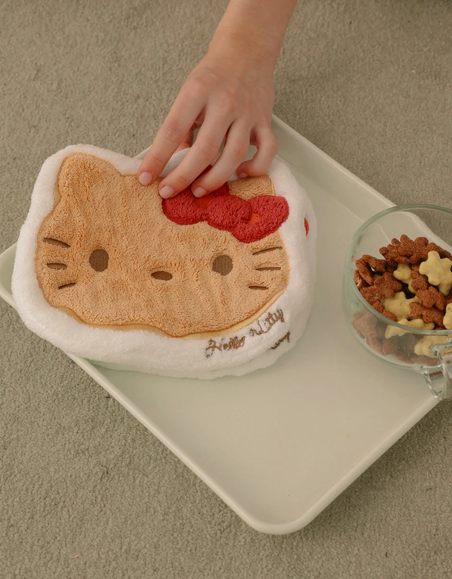 【Hello Kitty聯名】刺繡造型擦手巾 漢堡款/大頭款