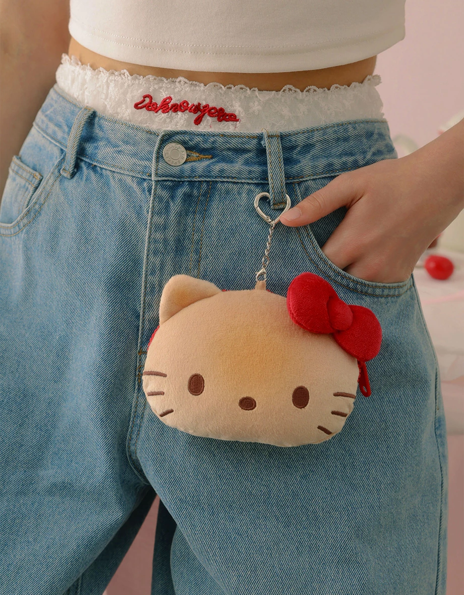 【Hello Kitty聯名】絨毛大頭造型雙面零錢包