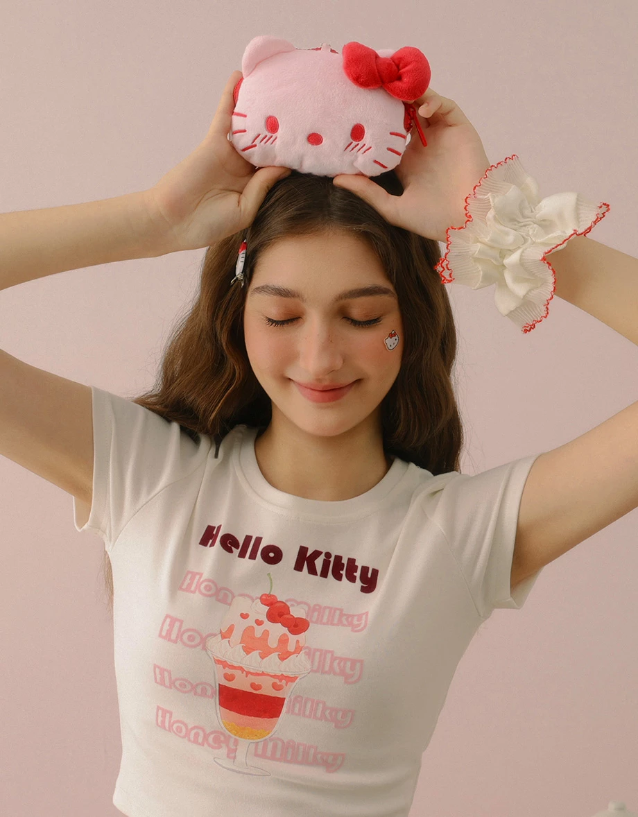 【Hello Kitty聯名】絨毛大頭造型雙面零錢包