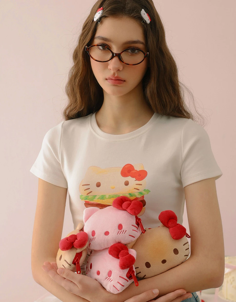 【Hello Kitty聯名】絨毛大頭造型雙面零錢包
