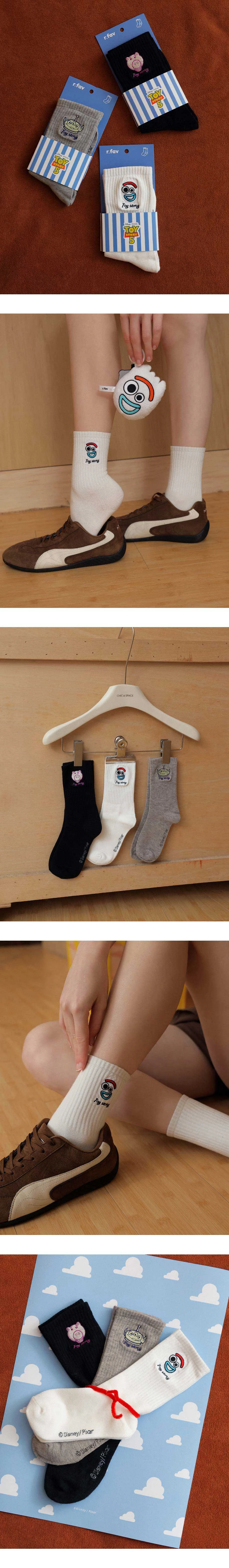 【迪士尼系列】玩具總動員 刺繡圖案中筒襪 三眼怪款/叉奇款/火腿款 【迪士尼系列】玩具總動員 刺繡圖案中筒襪 三眼怪款/叉奇款/火腿款