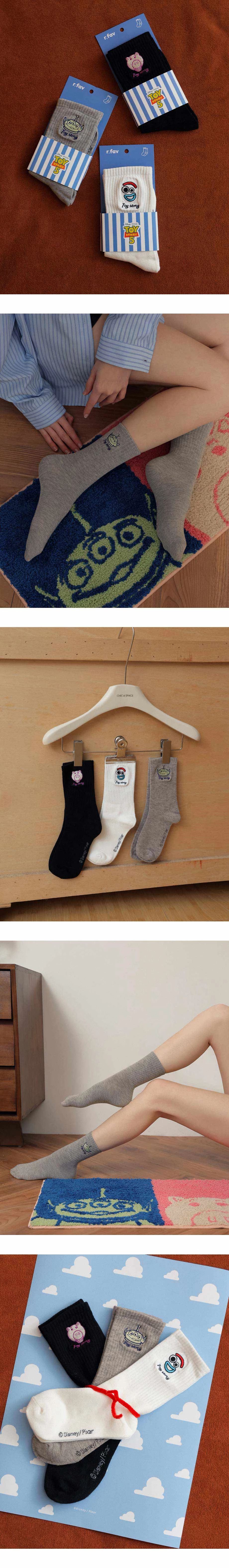 【迪士尼系列】玩具總動員 刺繡圖案中筒襪 三眼怪款/叉奇款/火腿款 【迪士尼系列】玩具總動員 刺繡圖案中筒襪 三眼怪款/叉奇款/火腿款