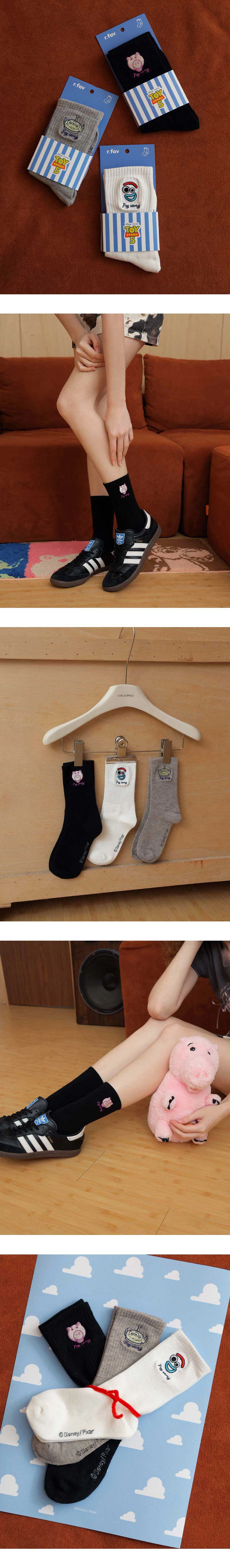 【迪士尼系列】玩具總動員 刺繡圖案中筒襪 三眼怪款/叉奇款/火腿款 【迪士尼系列】玩具總動員 刺繡圖案中筒襪 三眼怪款/叉奇款/火腿款