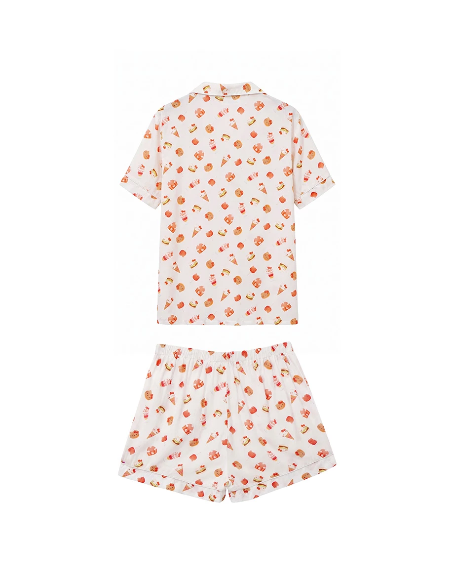 【Hello Kitty聯名】滿版印花短袖上衣短褲家居服套裝