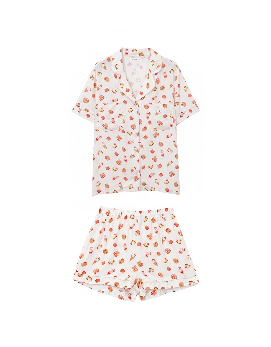 【Hello Kitty聯名】滿版印花短袖上衣短褲家居服套裝
