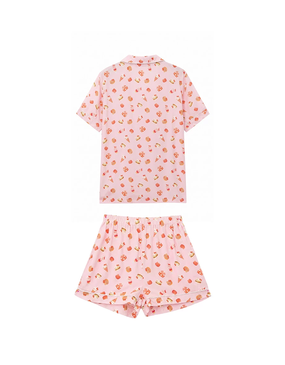 【Hello Kitty聯名】滿版印花短袖上衣短褲家居服套裝