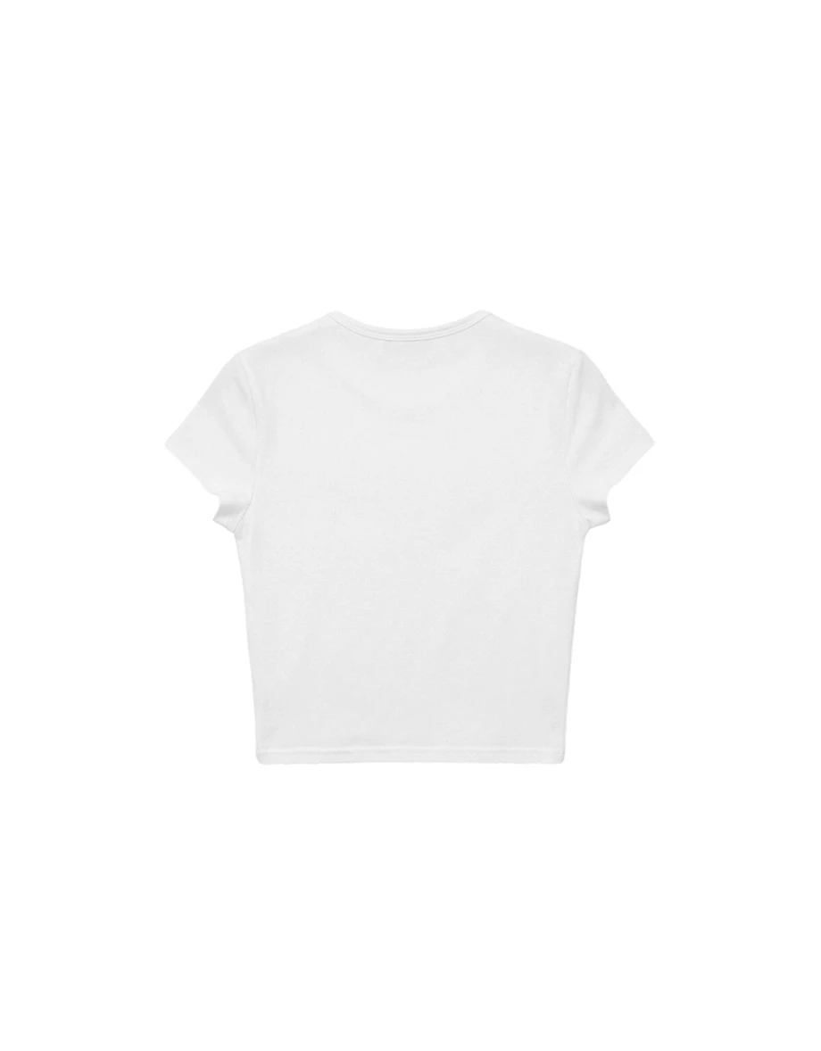 貼鑽字母圓領短袖短版上衣