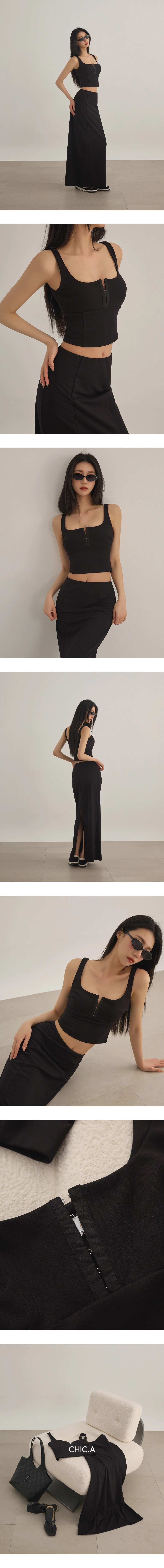 【奇蹟黑繃帶輕塑】方領開扣短版背心