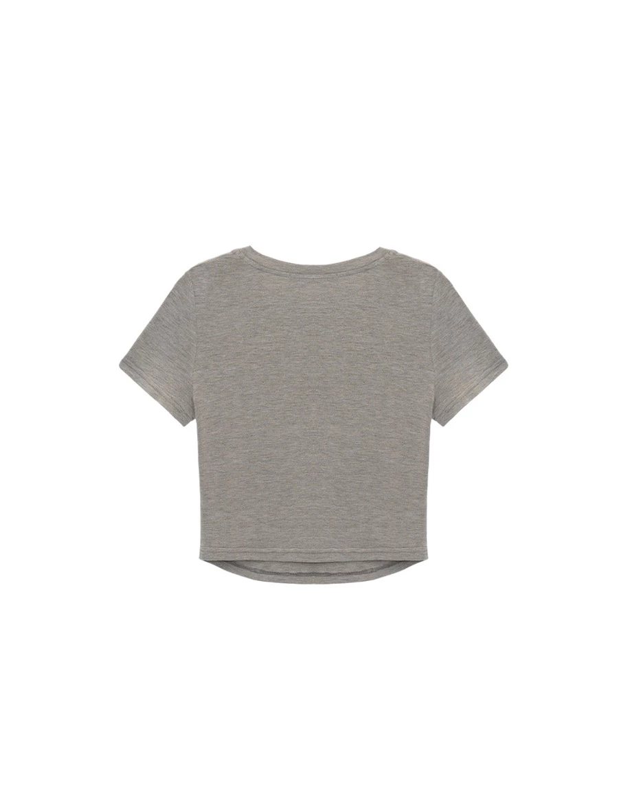 Classic Round Neck Side Ruched Slim Fit Tee Classic Round Neck Side Ruched Slim Fit Tee