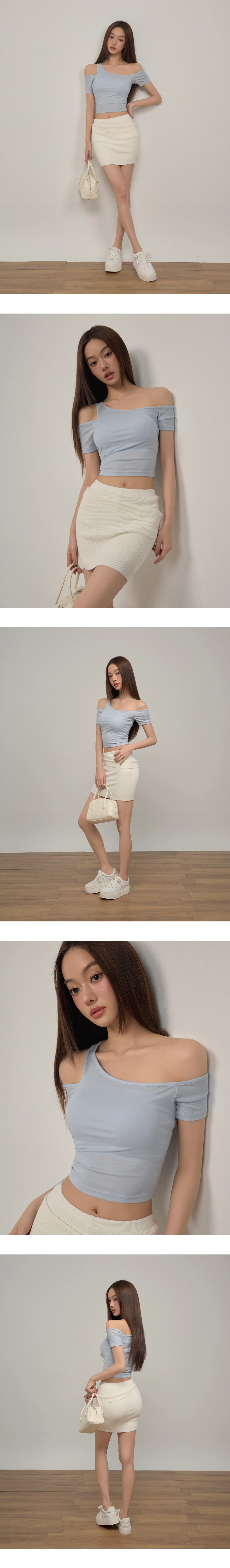 Asymmetrical Cold Shoulder Short Sleeve Padded Bra Top Asymmetrical Cold Shoulder Short Sleeve Padded Bra Top