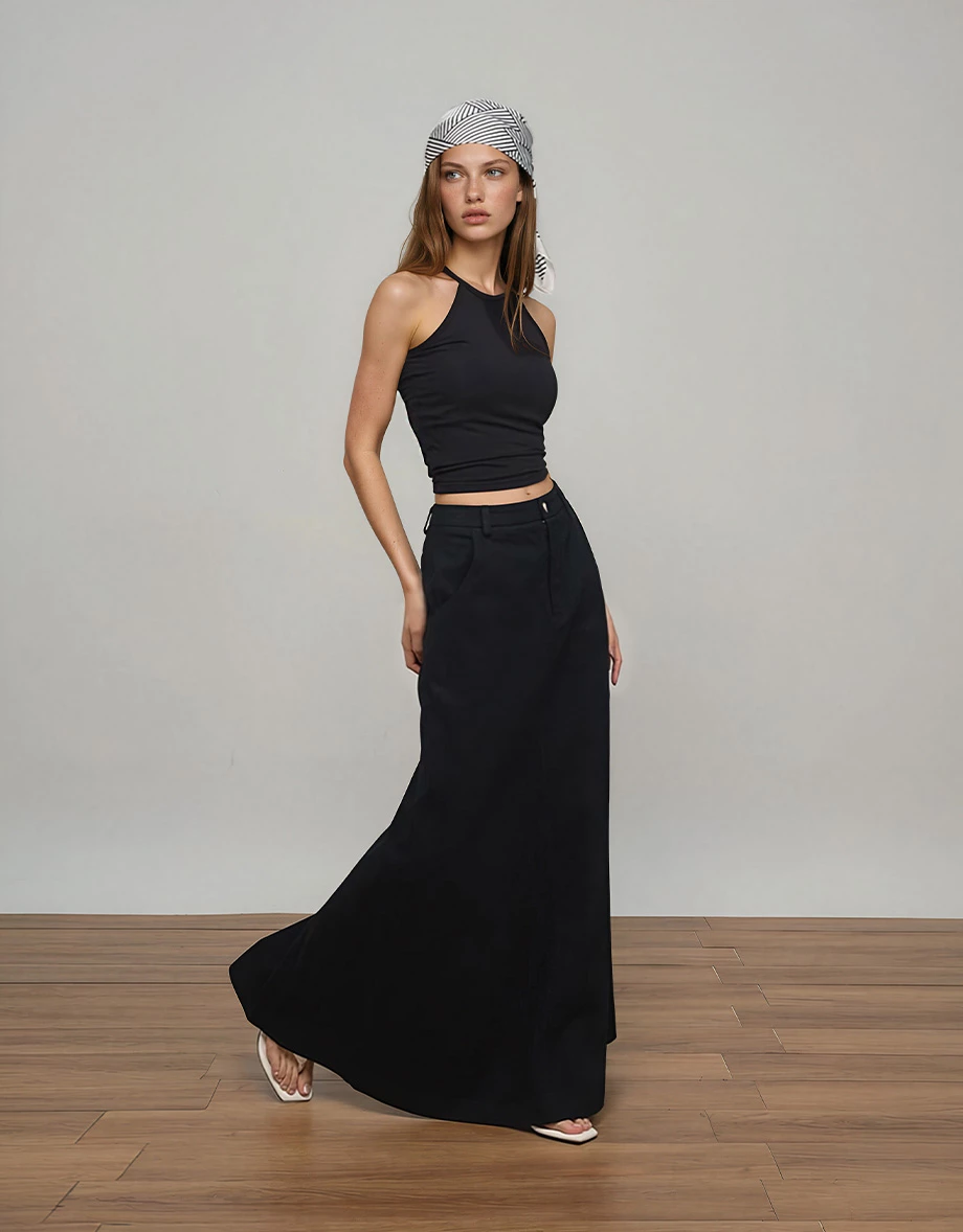 【AIRY COOL】Basic Halter Neck Flattering Scalp Silhouette Padded Bra Top
