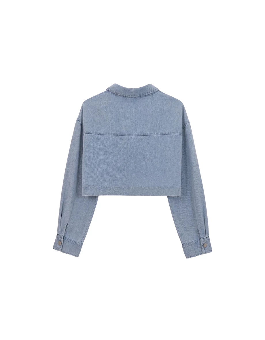 【2.0 SKIN 親膚天絲丹寧】長袖短版襯衫