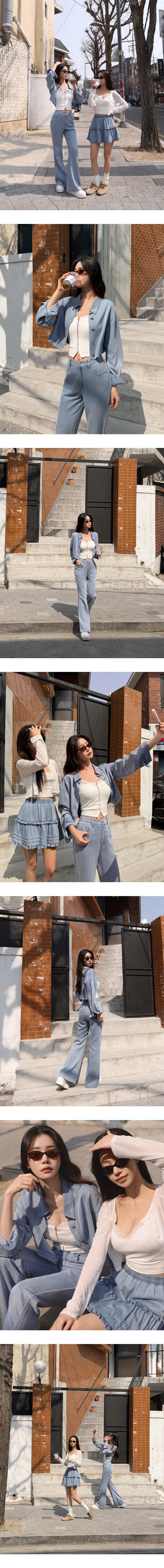 【2.0 SKIN 親膚天絲丹寧】長袖短版襯衫