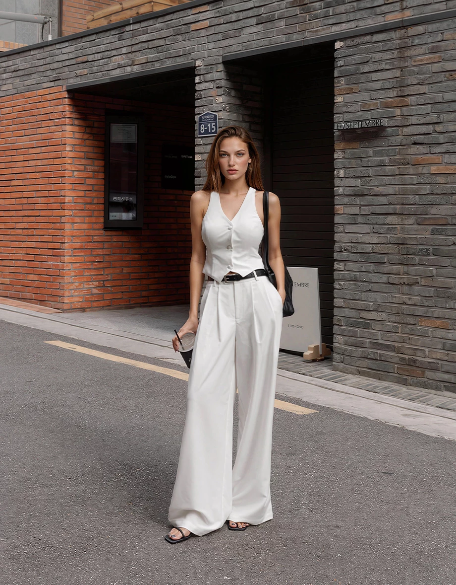 V Neck Tailored Suiting Padded Vest Top
