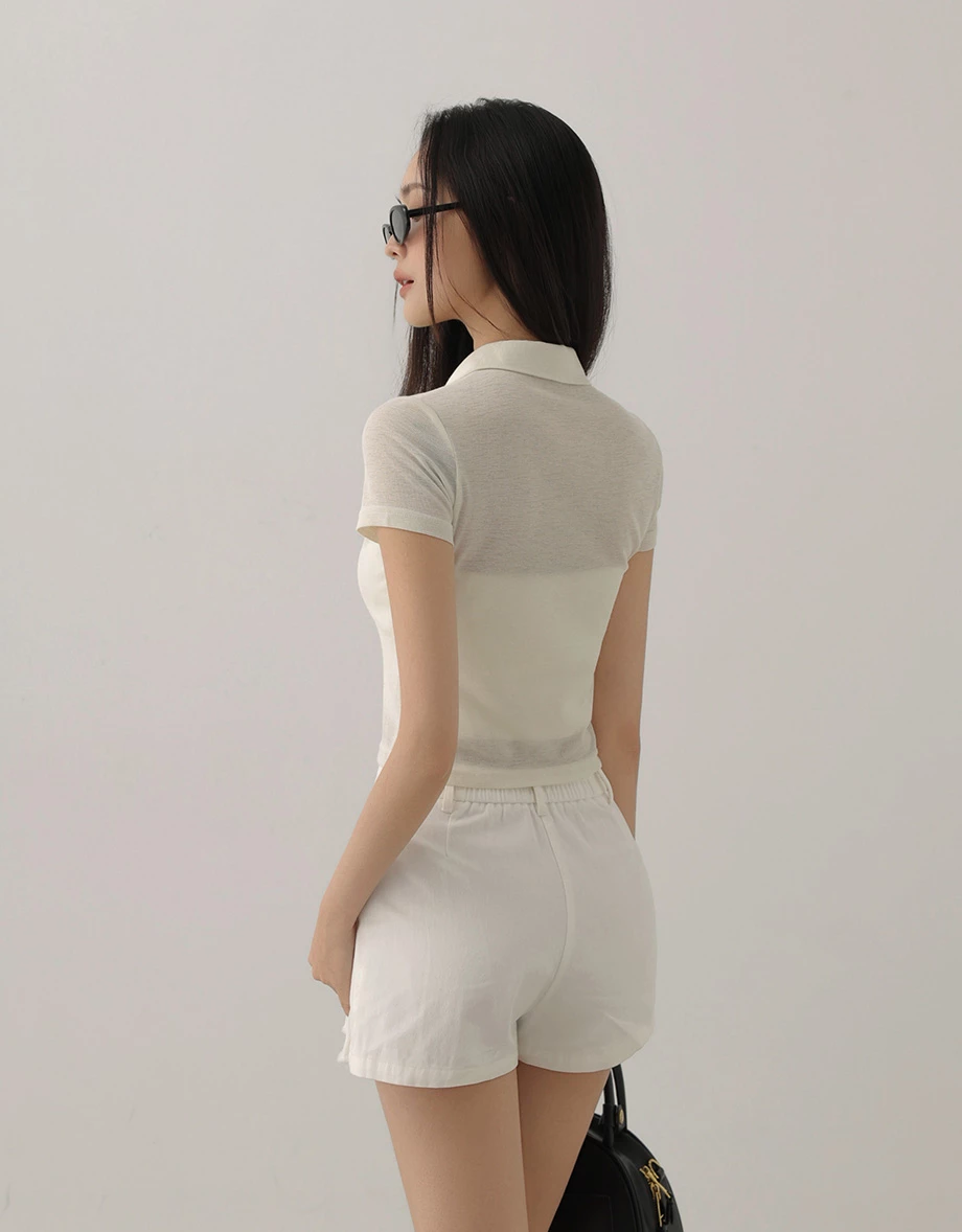 簡約短袖短版POLO衫