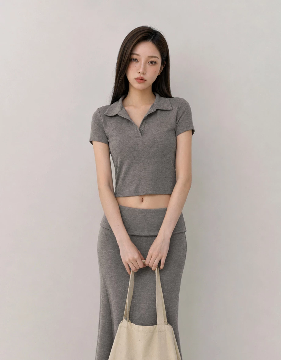 簡約短袖短版POLO衫