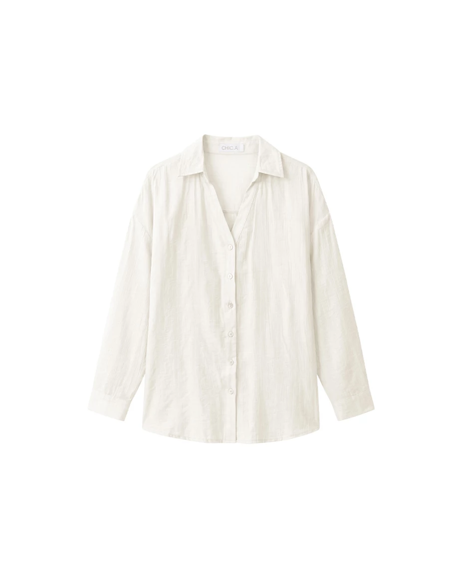 V Neck Dropped Shoulder Textured Long Sleeve Shirt Blouse V Neck Dropped Shoulder Textured Long Sleeve Shirt Blouse