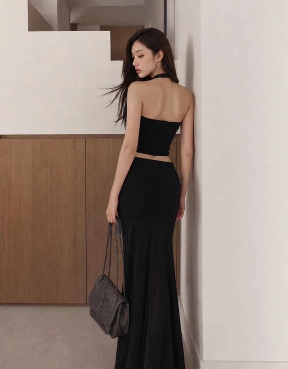 Draped Halter Neck Cowl Neckline Ruched Mesh Padded BraTop