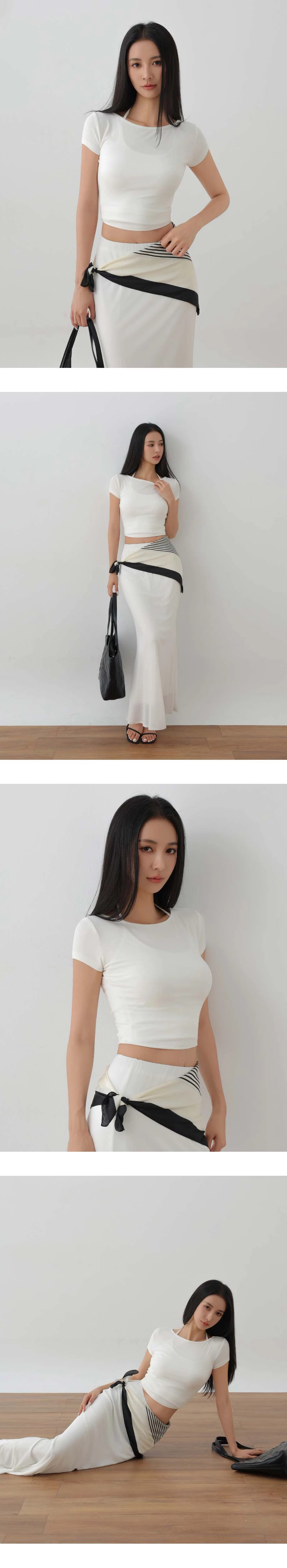 圓領短袖合身短版TEE