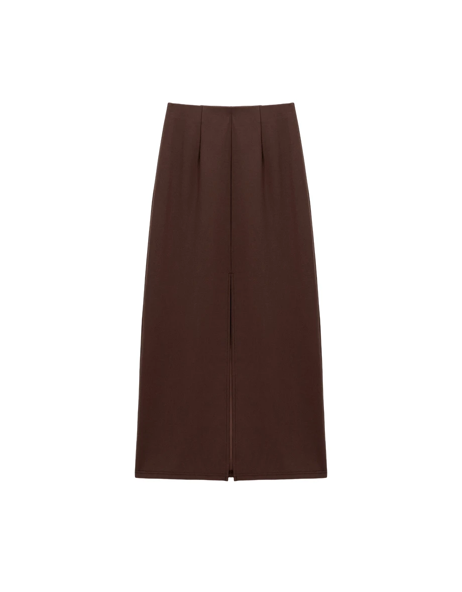 【奇蹟黑繃帶輕塑】高腰車褶線前修身直筒長裙