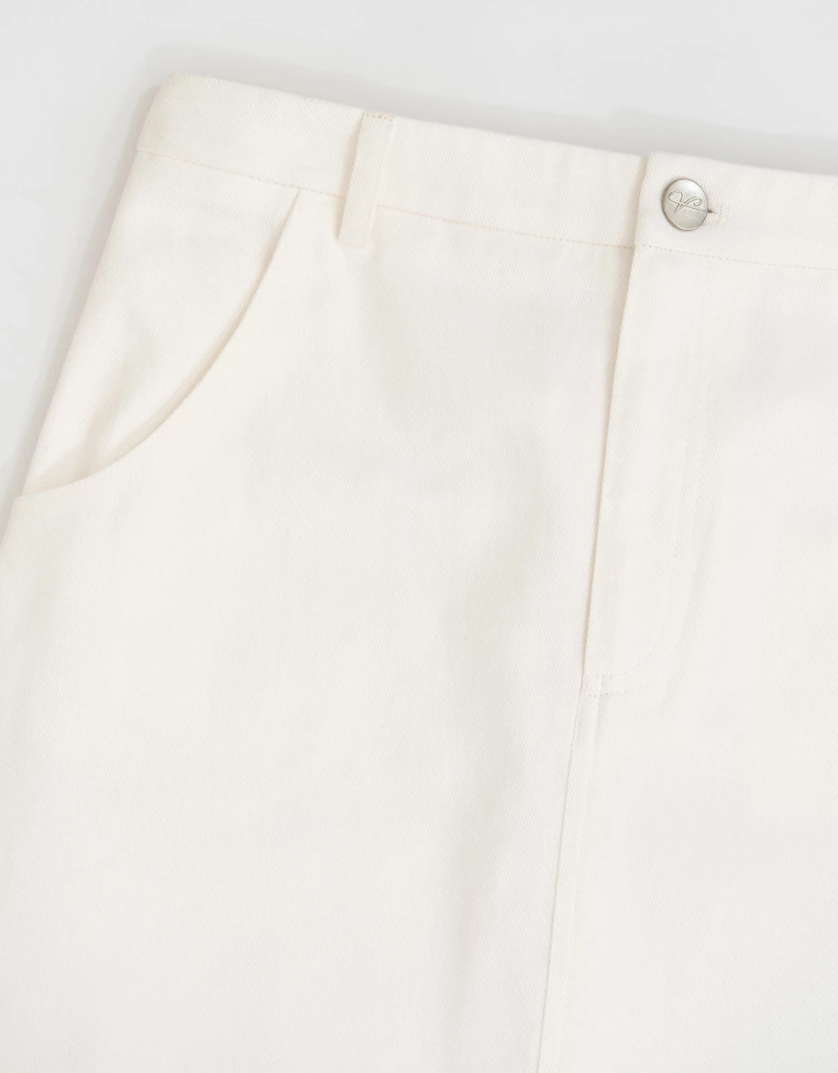 High Waist Back Slit A Line Twill Maxi Skirt