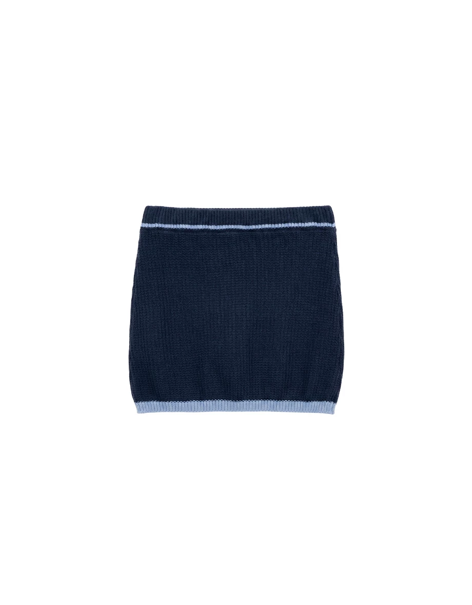 Contrast Trim Striped Knit Mini Skirt