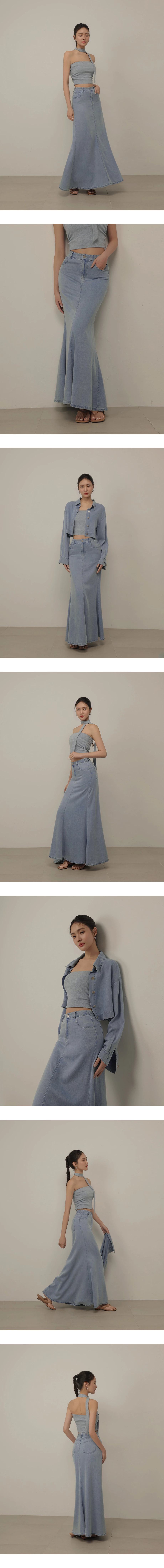 【2.0 SKIN 親膚天絲丹寧】休閒魚尾長裙