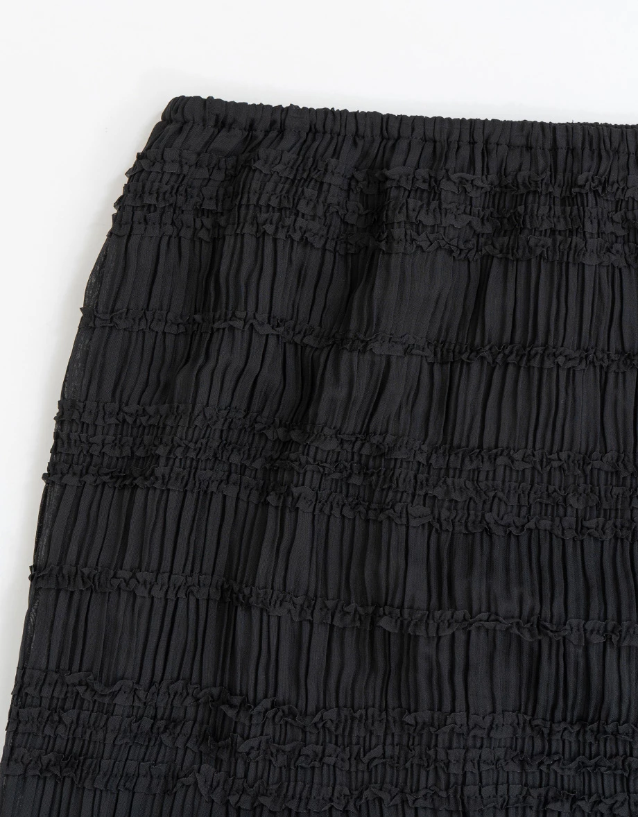 All Over Smocked Ruffled Hem A Line Maxi Skirt All Over Smocked Ruffled Hem A Line Maxi Skirt