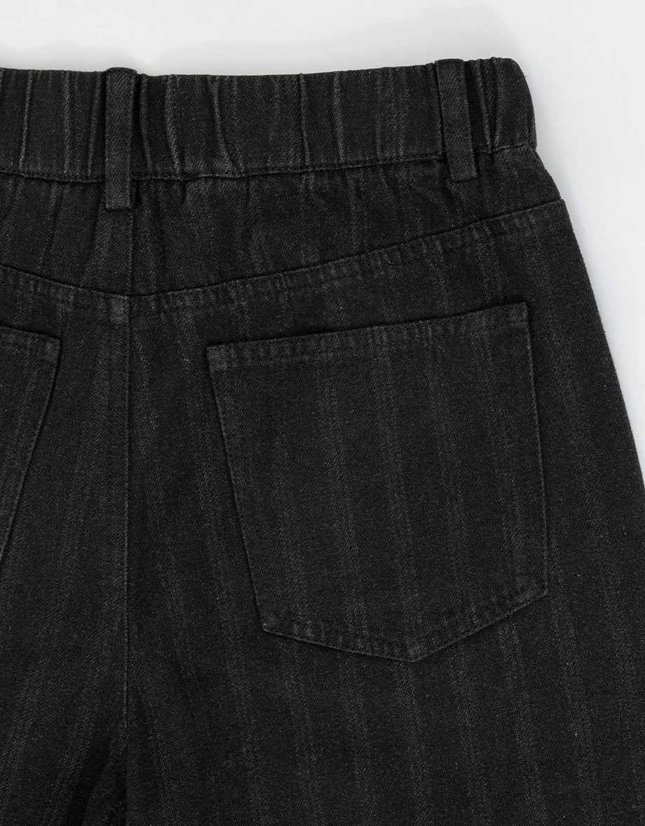 High Waist Longline Silhouette Wide Leg Denim Pants with Pockets High Waist Longline Silhouette Wide Leg Denim Pants with Pockets