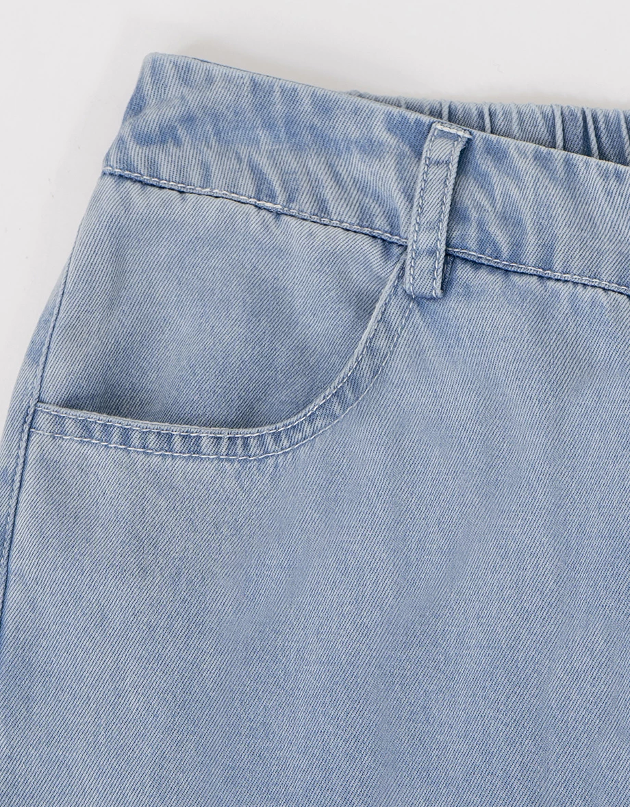 【2.0 SKIN 親膚天絲丹寧】中腰休閒小喇叭長褲