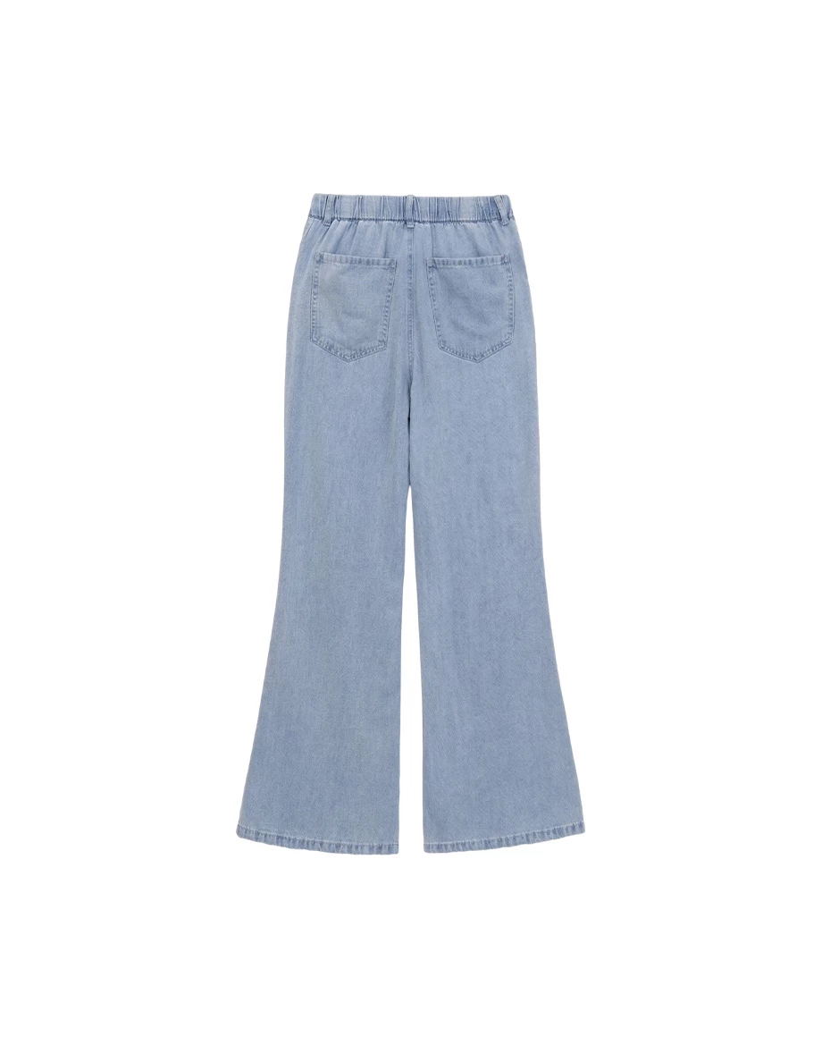 【2.0 SKIN 親膚天絲丹寧】中腰休閒小喇叭長褲