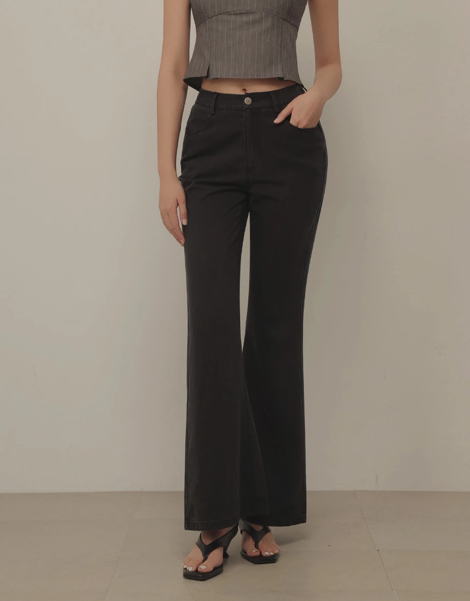 【2.0 SKIN 親膚天絲丹寧】中腰休閒小喇叭長褲